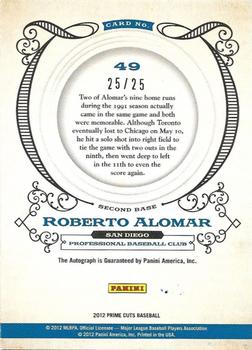 2012 Playoff Prime Cuts - Significant Signatures #49 Roberto Alomar Back