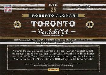 2012 Panini Signature Series - Lumber Cut Signatures #25 Roberto Alomar Back