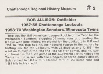 1989 Chattanooga Lookouts Legends II #2 Bob Allison Back