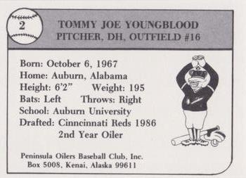 1989 Peninsula Oilers #2 Tommy Youngblood Back