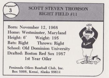 1989 Peninsula Oilers #3 Scotty Thomson Back