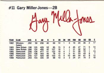 1989 Dunkin' Donuts Pawtucket Red Sox #NNO Gary Miller-Jones Back