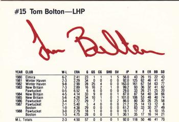 1989 Dunkin' Donuts Pawtucket Red Sox #NNO Tom Bolton Back
