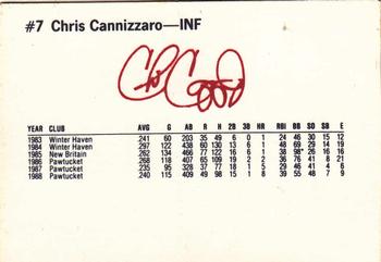 1989 Dunkin' Donuts Pawtucket Red Sox #NNO Chris Cannizzaro Back