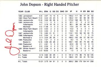 1992 Dunkin' Donuts Pawtucket Red Sox #NNO John Dopson Back