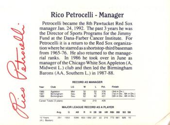 1992 Dunkin' Donuts Pawtucket Red Sox #NNO Rico Petrocelli Back