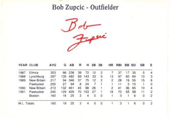 1992 Dunkin' Donuts Pawtucket Red Sox #NNO Bob Zupcic Back