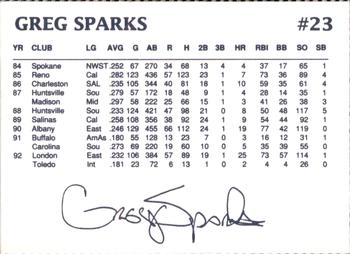 1993 Dunkin' Donuts Pawtucket Red Sox #NNO Greg Sparks Back