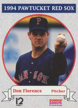 1994 Dunkin' Donuts Pawtucket Red Sox #NNO Don Florence Front