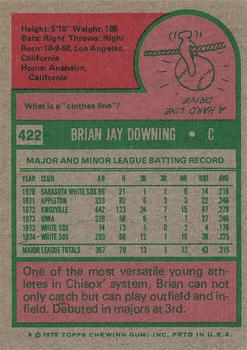 1975 Topps #422 Brian Downing Back