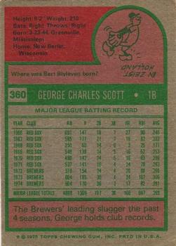 1975 Topps #360 George Scott Back