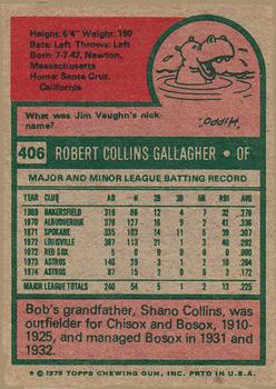1975 Topps #406 Bob Gallagher Back