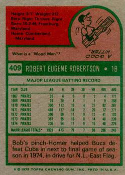 1975 Topps #409 Bob Robertson Back