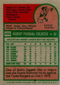 1975 Topps #456 Bob Coluccio Back