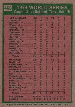 1975 Topps #463 1974 World Series Game 3 Back