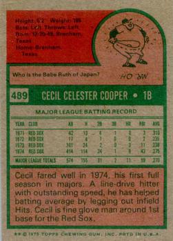 1975 Topps #489 Cecil Cooper Back