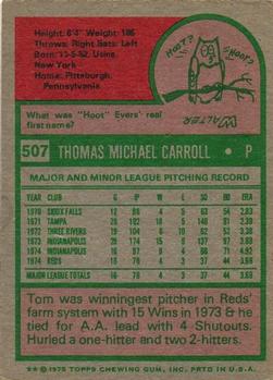 1975 Topps #507 Tom Carroll Back