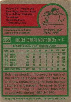 1975 Topps #559 Bob Montgomery Back