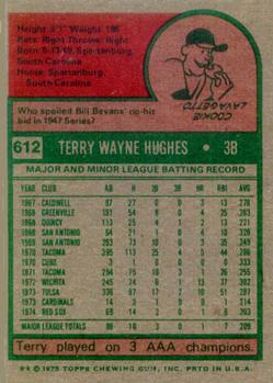 1975 Topps #612 Terry Hughes Back