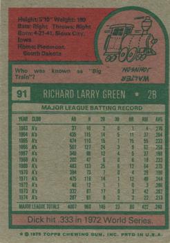 1975 Topps #91 Dick Green Back
