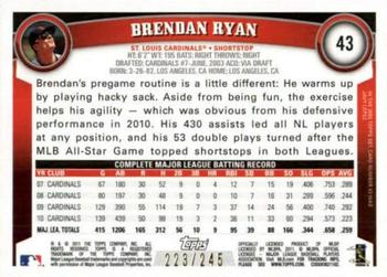 2011 Topps - Red Border #43 Brendan Ryan Back