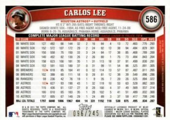2011 Topps - Red Border #586 Carlos Lee Back