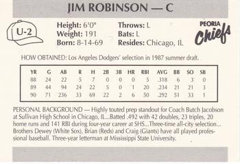 1990 Peoria Chiefs Update #U2 Jim Robinson Back