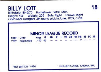 1990 Yakima Bears #18 Billy Lott Back