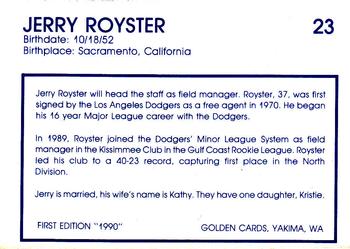 1990 Yakima Bears #23 Jerry Royster Back