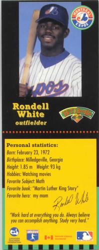 1995-96 Hit the Books Montreal Expos Bookmarks #NNO Rondell White Front