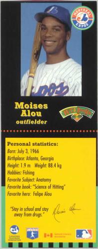 1995-96 Hit the Books Montreal Expos Bookmarks #NNO Moises Alou Front