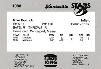 1988 Burger King Huntsville Stars #NNO Mike Bordick Back