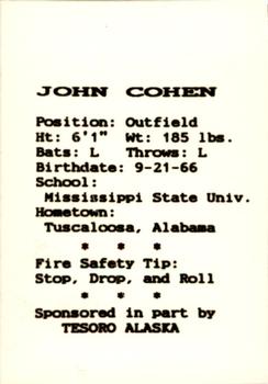 1988 Peninsula Oilers #3 John Cohen Back