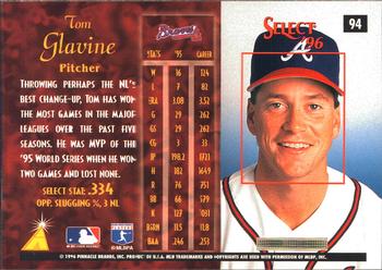1996 Select #94 Tom Glavine Back