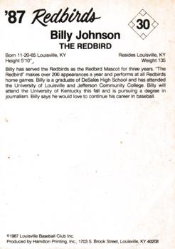 1987 Louisville Redbirds #30 Billy Johnson Back