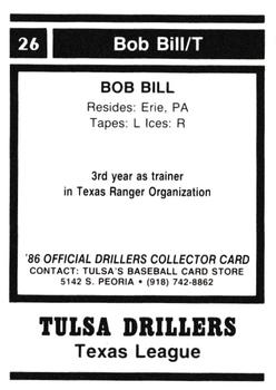 1986 Tulsa Drillers #26 Bob Bill Back
