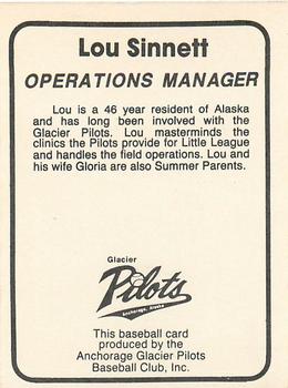 1985 Anchorage Glacier Pilots #NNO Lou Sinnett Back