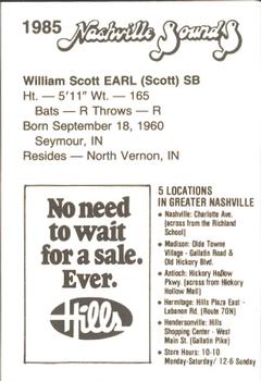 1985 Hills Nashville Sounds #NNO Scott Earl Back