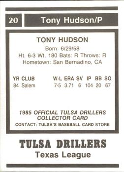 1985 Tulsa Drillers #NNO Tony Hudson Back