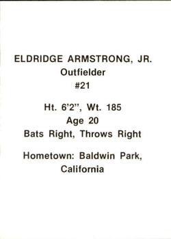 1984 Idaho Falls A's #2 Eldridge Armstrong Back