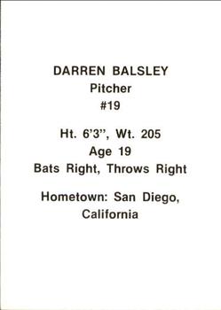 1984 Idaho Falls A's #3 Darren Balsley Back