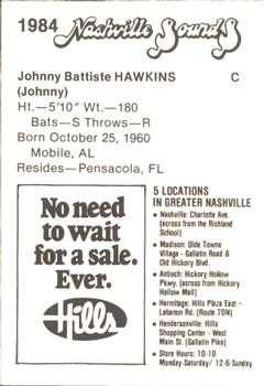 1984 Hills Nashville Sounds #NNO Johnny Hawkins Back