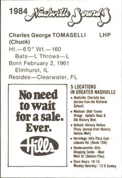 1984 Hills Nashville Sounds #NNO Charles Tomaselli Back
