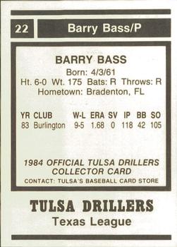 1984 Tulsa Drillers #NNO Barry Bass Back