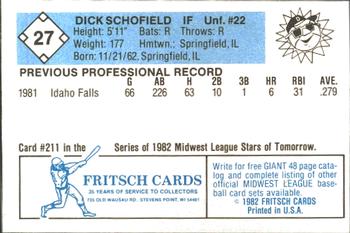1982 Fritsch Danville Suns #27 Dick Schofield Back