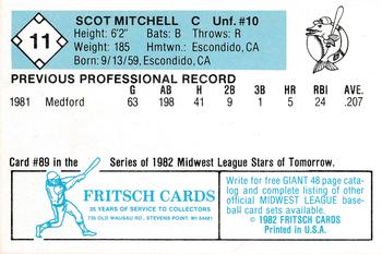 1982 Fritsch Madison Muskies #11 Scot Mitchell Back