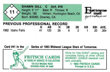 1983 Fritsch Madison Muskies #11 Shawn Gill Back