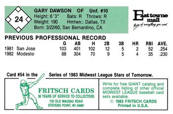 1983 Fritsch Madison Muskies #24 Gary Dawson Back