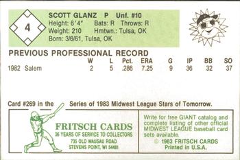 1983 Fritsch Peoria Suns #4 Scott Glanz Back
