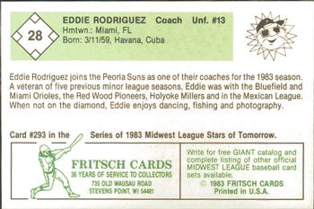 1983 Fritsch Peoria Suns #28 Eddie Rodriguez Back